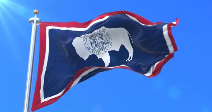 Flag of Wyoming state, region of the United States of America - loop