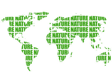 Mapa del mundo formado por naturaleza.