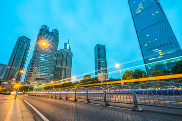 Fototapeta premium Vehicle light trails in city at night.