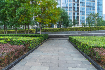 modern buildings and empty pavement in china.