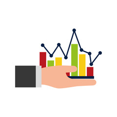hand with statistics infographic