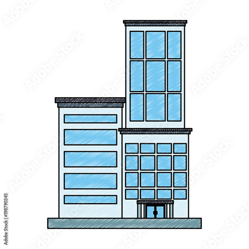 "Office building cartoon vector illustration graphic design" Stock