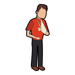 Fototapeta premium Man with cast arm vector illustration graphic design