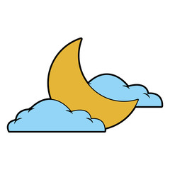Moon and clouds vector illustration graphic design