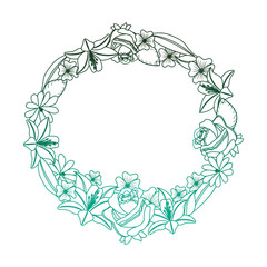 flowers beautiful wreath elegant floral leaves