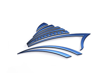 Obraz premium Cruise Ship Tour Blue Logo. 3D Render Illustration