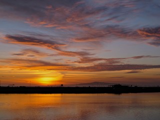 Fototapeta na wymiar Sunset at the Bolsa Chica Ecological Preserve and Wetlands, Huntington Beach, California