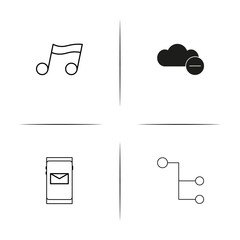 Music simple linear icons set. Outlined vector icons