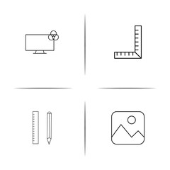 Creative Process And Design simple linear icons set. Outlined vector icons