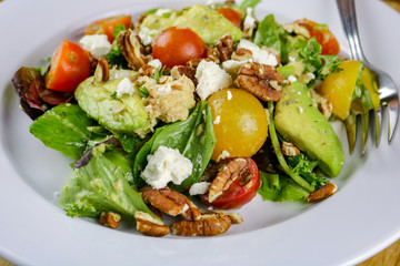 A freshly made made salmon salad