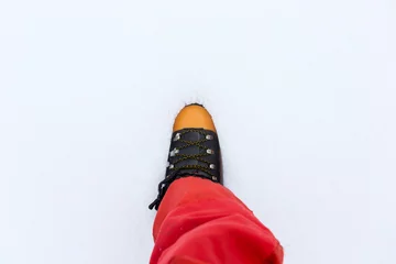 Zelfklevend Fotobehang Boot buried in snow. © marabelo