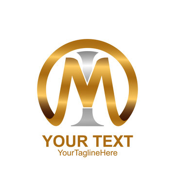 Initial letter MI or IM  logo template colored silver gold circle design for business and company identity