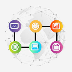 Infographic connecting dots and lines, Polygonal background, technology design, vector illustrator