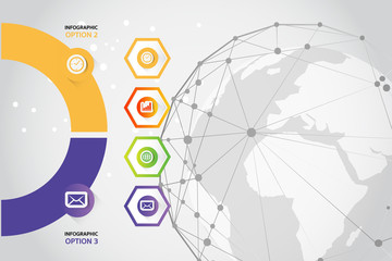 Infographic connecting dots and lines, Polygonal background, technology design, vector illustrator
