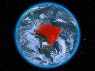 Brazil at night on Earth