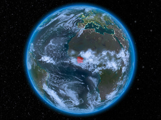 Ivory Coast at night on Earth