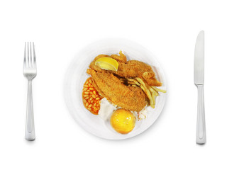 Western food series - Fried Dory fish fillet with Salad and French Fries