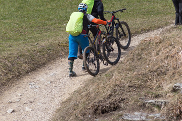 cyclist people enjoy outdoor wanderlust with their ebikes mountainbikes © rudolfgeiger