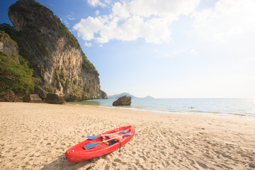 Fototapeta na wymiar Red sea kayak on the tropical beach.