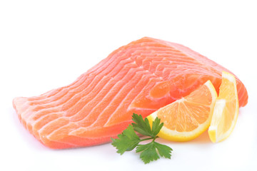 Salmon steak on a white background