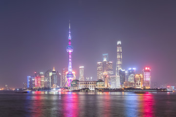 Shanghai city night view architectural landscape
