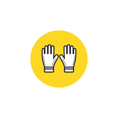 Black flat line vector icon with a picture of gloves on white background.