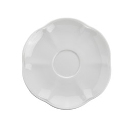 ceramic plate on white background. top view