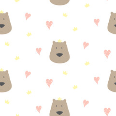 Seamless pattern with cute bear. Vector illustration.