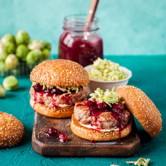 Turkey Burger with Cranberry Sauce