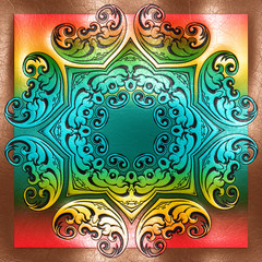 3D rendering of plastic ornament on leather