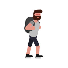 Man with backpack walking