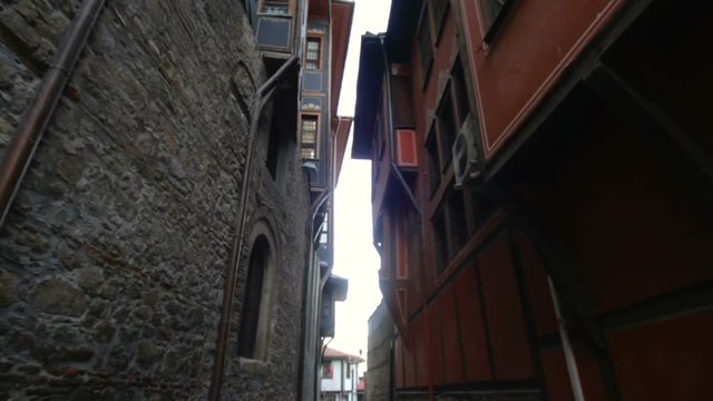Walking on the streets of the Old Town in Plovdiv, Bulgaria