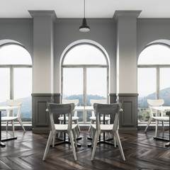 White and gray cafe interior