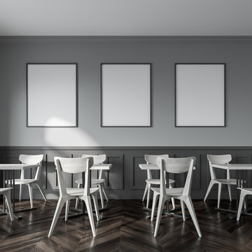 White and gray cafe interior, poster gallery