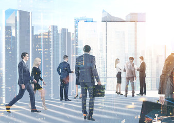 Obraz premium People in a company office corridor