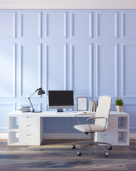 Light blue home office interior