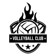 Emblem template with volleyball ball isolated on white background. Design element for logo, label, emblem, sign.