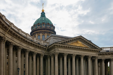Fototapeta na wymiar RUSSIA, SAINT PETERSBURG - AUGUST 18, 2017: Kazan Cathedral or Kazanskiy Kafedralniy Sobor in St.Petersburg, Russia. The construction was started in 1801 and continued for 10 years.