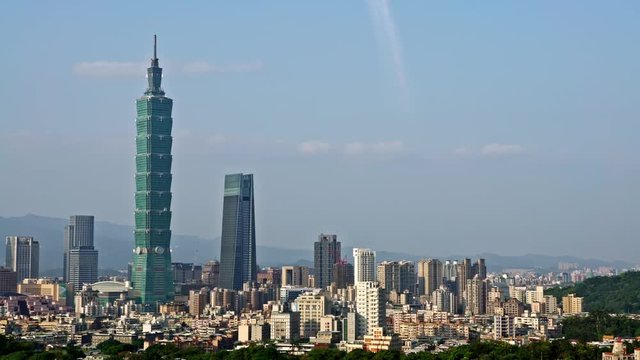 4K Beautiful aerial view of landscape buildings Taipei. City from mountain. Amazing cityscape skyscraper. Taiwan-Dan