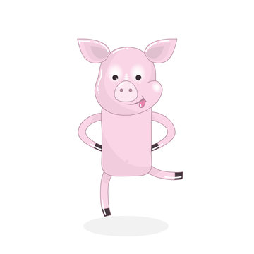 funny dancing pig vector for t shirt printing