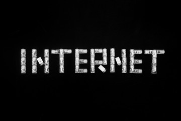 Fototapeta premium Word Internet made from leeters of connectors RJ45