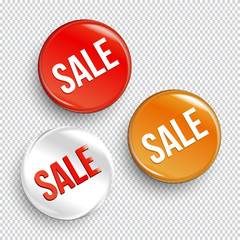 SALE circle banners on transparent background. Vector illustration.