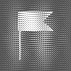 Obraz premium Flag sign illustration. Vector. White knitted icon on gray knitt