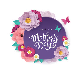 Mother's day greeting card design with beautiful blossom flowers