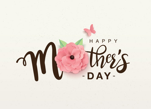 Happy mother's day lettering design with beautiful blossom flower 
