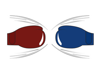 Boxing gloves red and blue