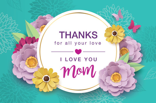 Happy Mother's Day greeting card design with beautiful blossom flowers