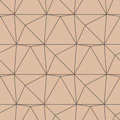 Fototapeta premium Beige and brown geometric ornament. Seamless pattern