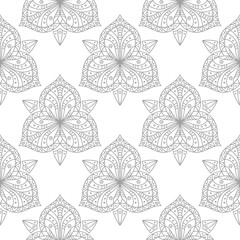 Gray floral seamless pattern on white background