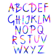 Hand drawn watercolor alphabet, font, letters